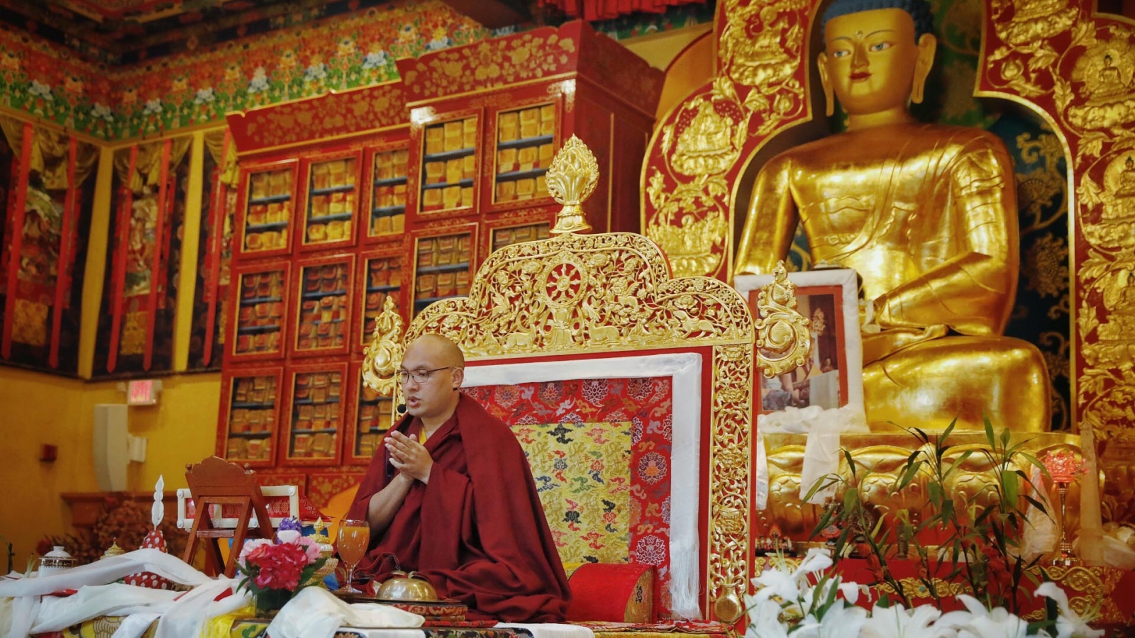 The Karmapa attending a Karma Pakshi ganachakra at KTD