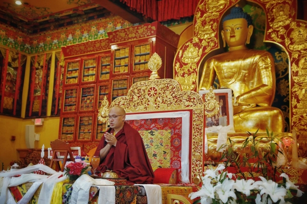 The Karmapa attending a Karma Pakshi ganachakra at KTD
