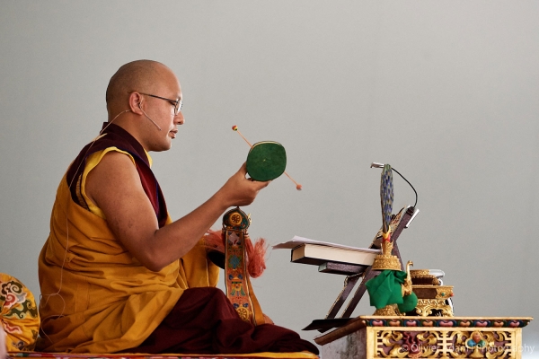 Karmapa playing the damaru drum